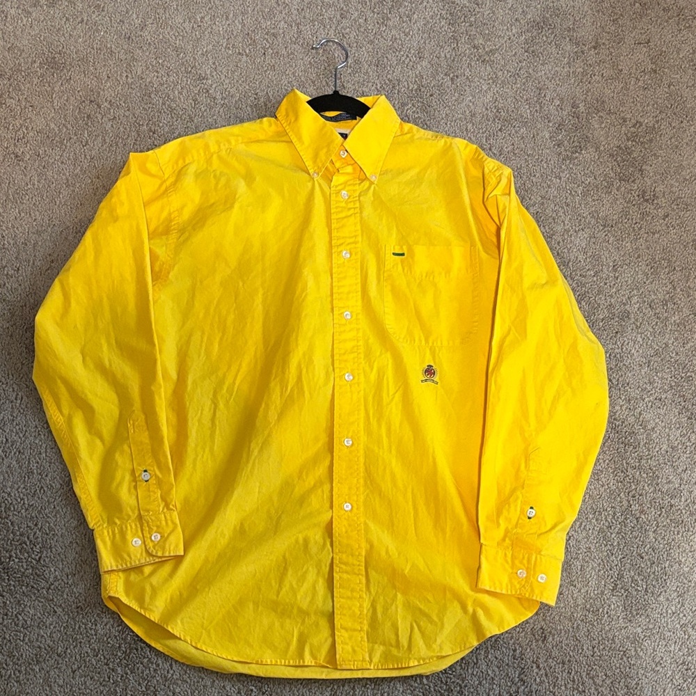 Tommy Hilfiger Men’s Bright Yellow Casual Button Down Shirt, Size Medium
